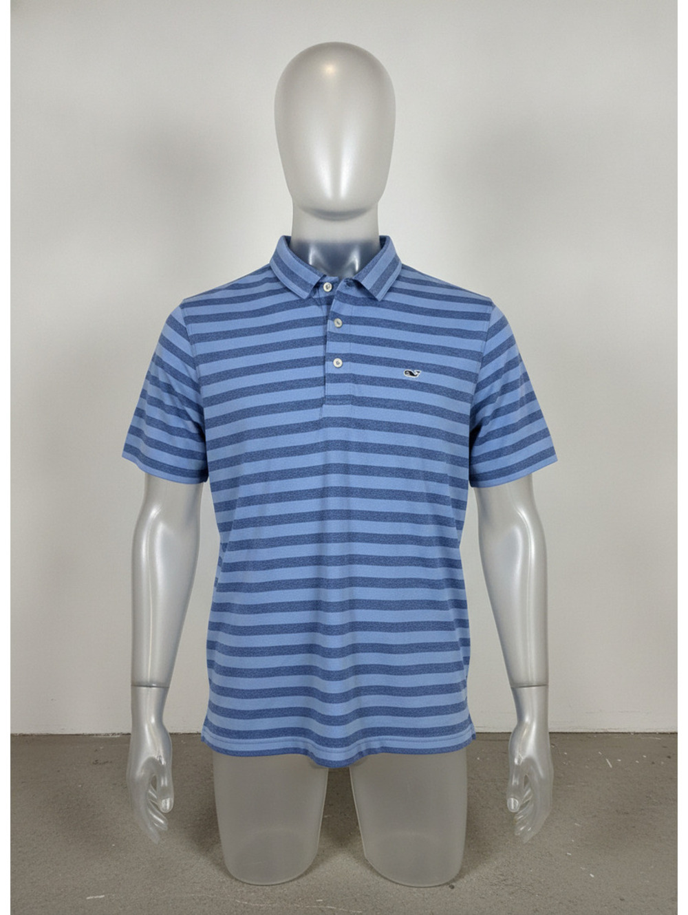 Vineyard Vines Men's Medium Blue Striped Polo Shirt